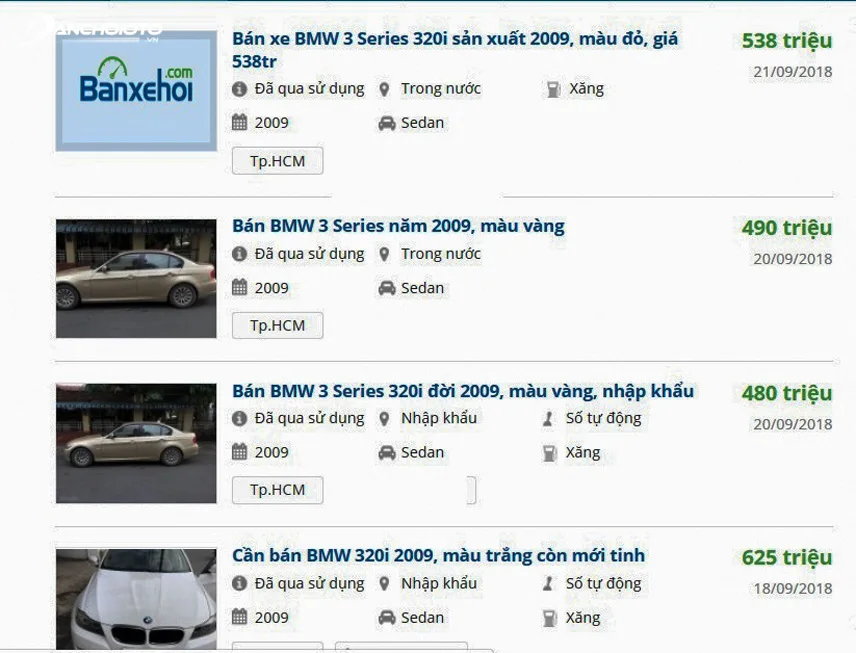Giá xe BMW 320i cũ đời 2009