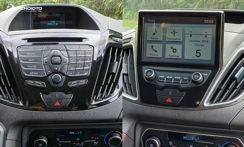 Ford Tourneo Trend dùng màn hình 3,5”, còn bản Titanium dùng màn hình 7”