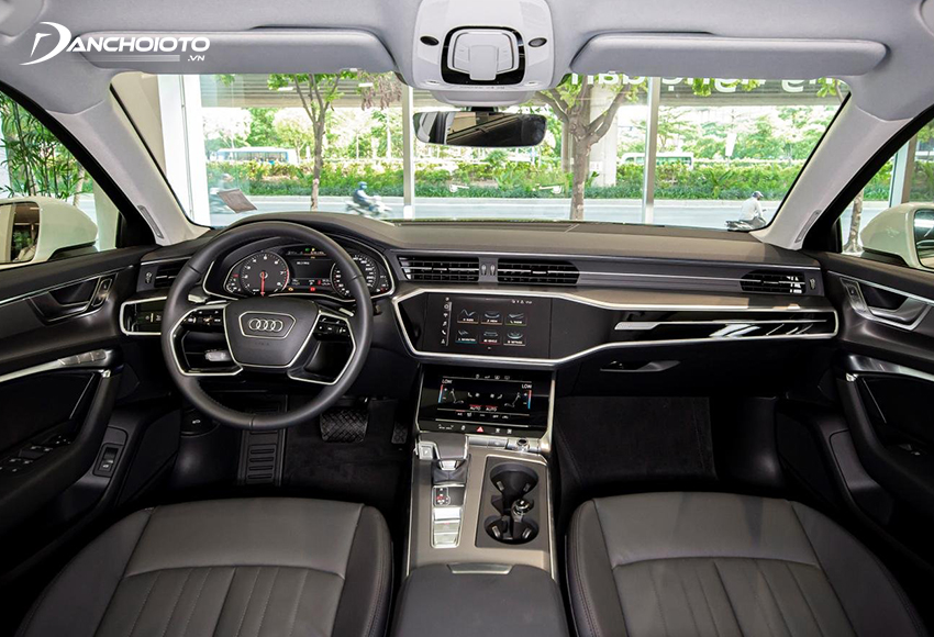 Thiết kế taplo Audi A6 2023 tương tự A8 mang lại cảm giác vừa sang trọng lại vừa hiện đại với công nghệ ngập tràn