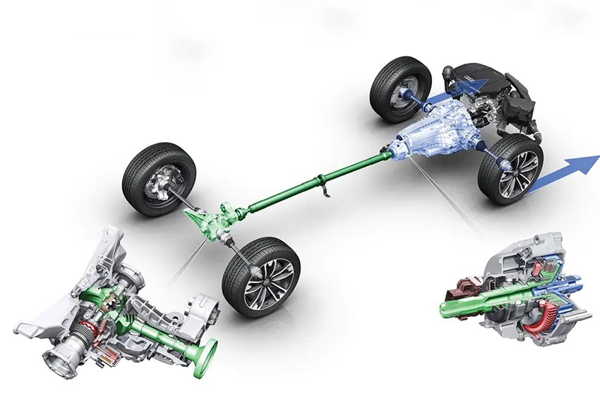 Xe dẫn động 4 bánh bán thời gian 4WD được dẫn động 2 cầu với sức mạnh động cơ truyền đến các bánh xe thông qua một hộp số phụ