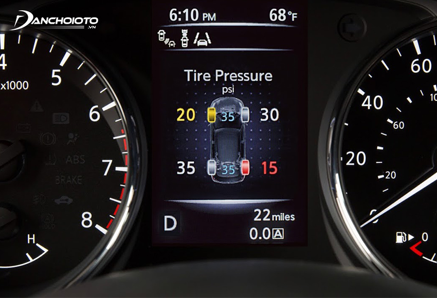 Hệ thống cảnh báo áp suất lốp giúp theo dõi áp suất lốp và cảnh báo khi áp suất lốp không đạt yêu cầu