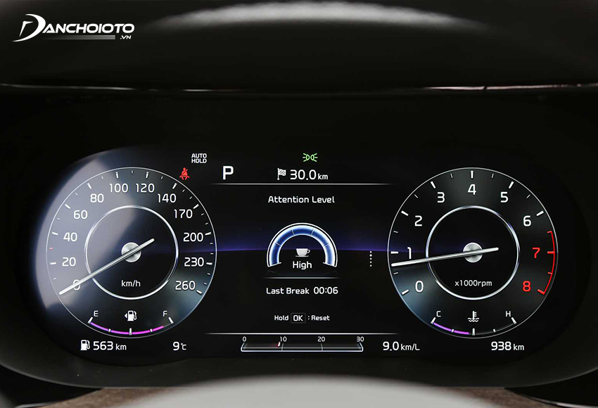 Kia K5 2023 được trang bị bảng đồng hồ Full Digital với màn hình hiển thị lên đến 12,3 inch