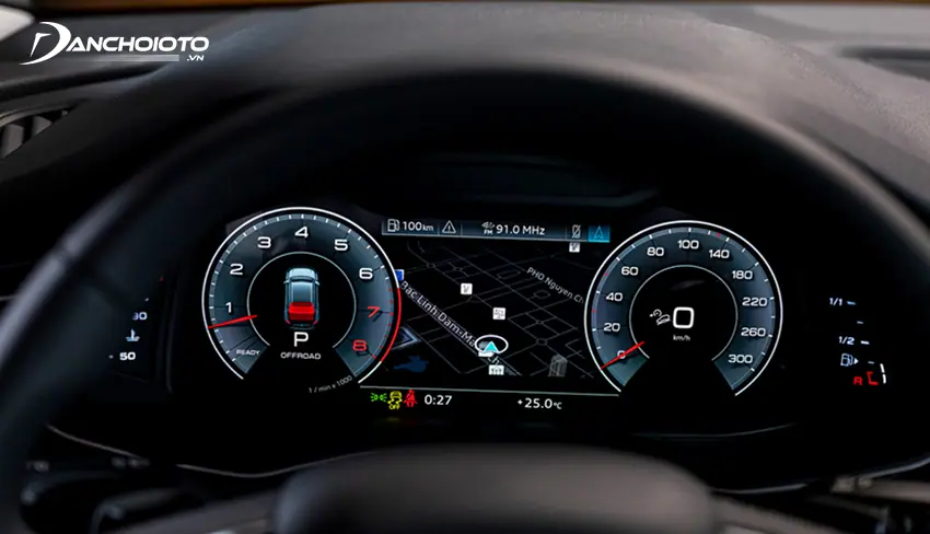 Phía sau vô lăng là màn hình đa thông tin Audi Virtual Cockpit hiện đại