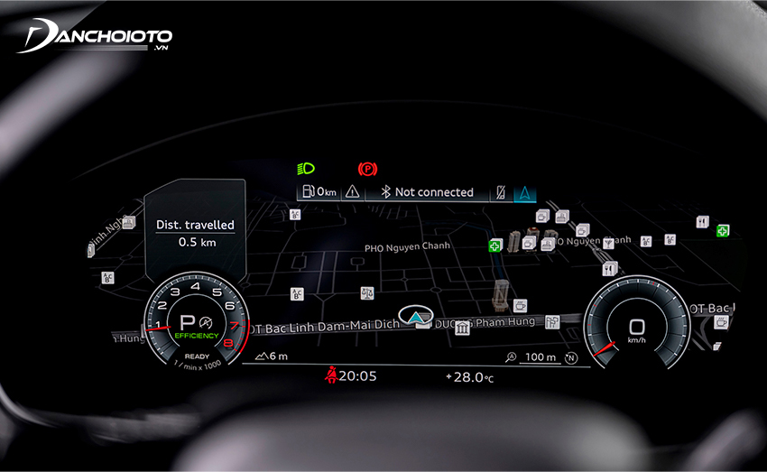 Đồng hồ kỹ thuật số 12.3 inch sau vô lăng hiện đại của Audi Q5 2023