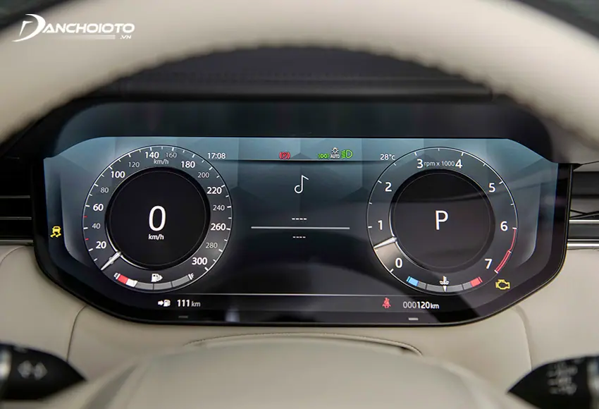 Nằm sau vô lăng là màn hình hiển thị đa thông tin LCD kích thước 12,3 inch của Land Rover Range Rover 2024