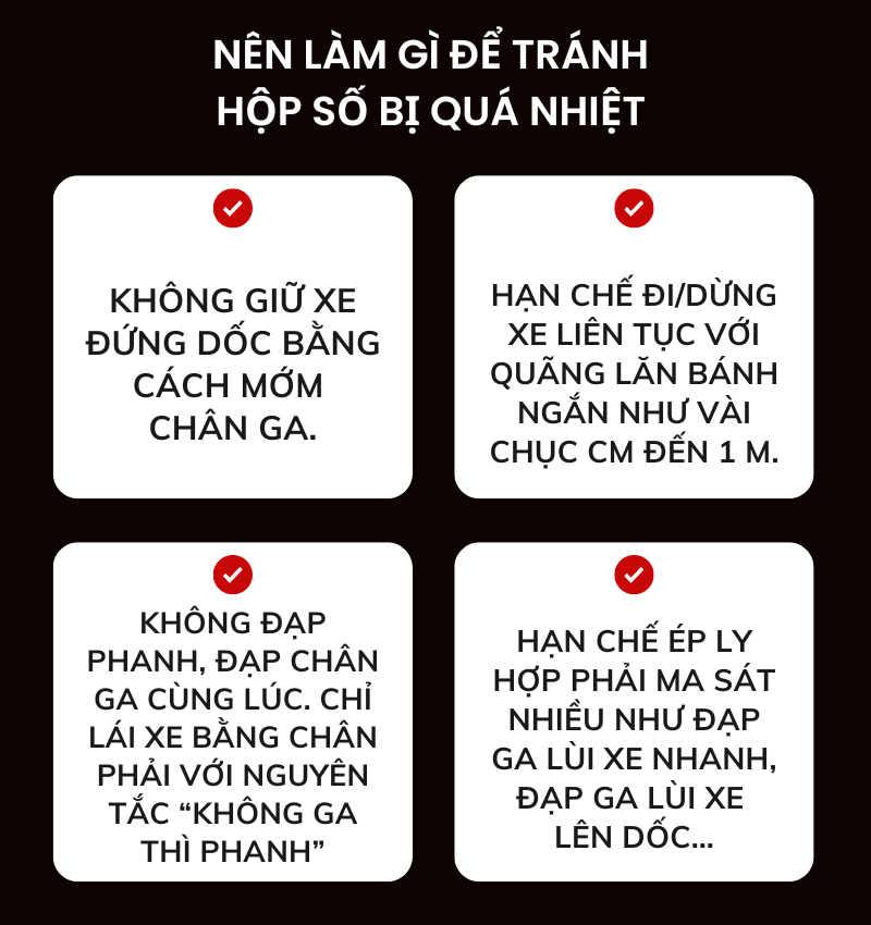 Nên làm gì để tránh hộp số bị quá nhiệt