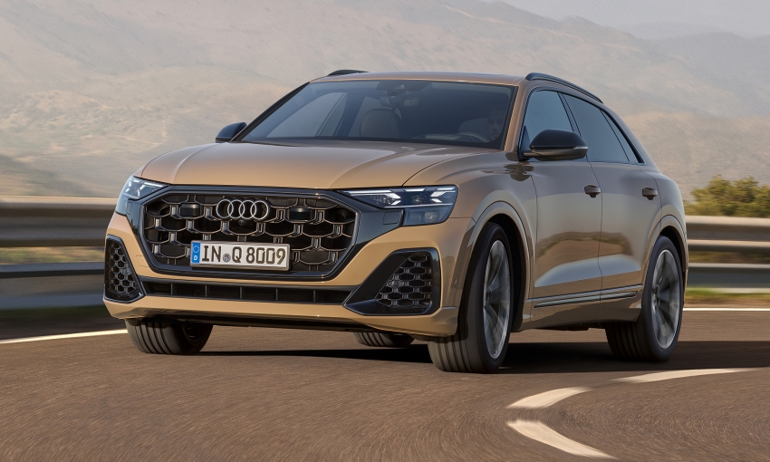 Phần đầu Audi Q8 nổi bật với lưới tản nhiệt khung đơn hình bát giác