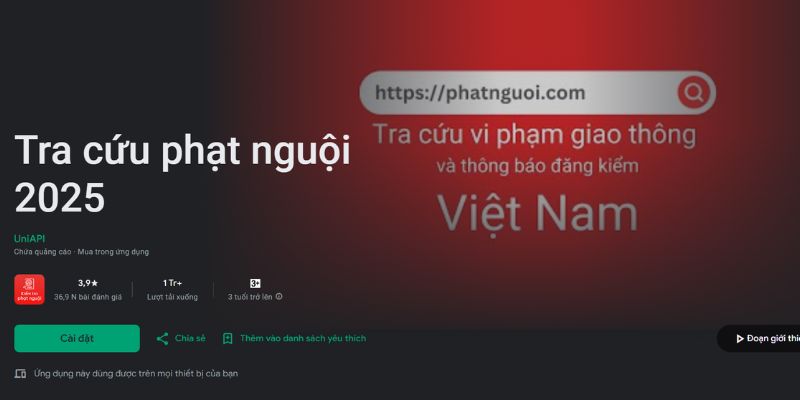 tra cuu phat nguoi o to tai app